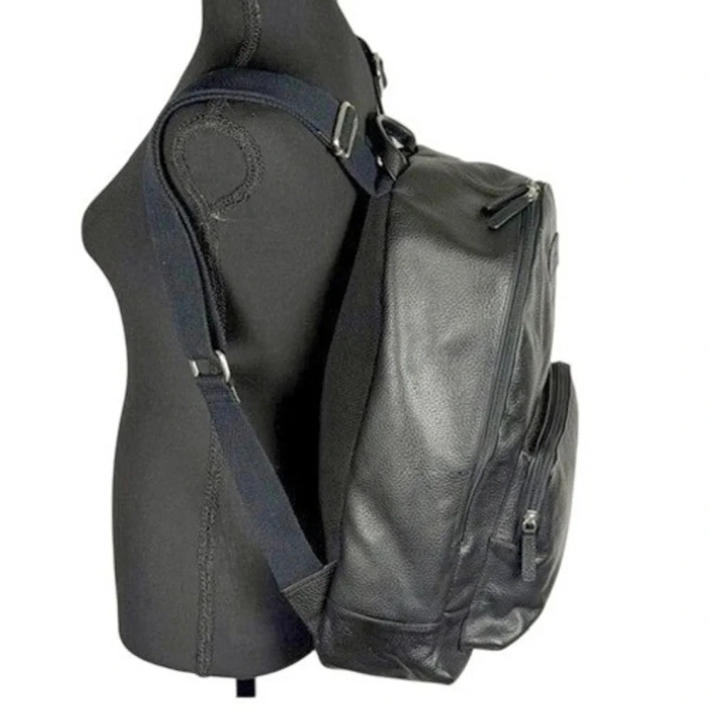 Cole Haan Black‎ Pebble Grain Leather Backpack Mens Commuter Travel Bag Luxury